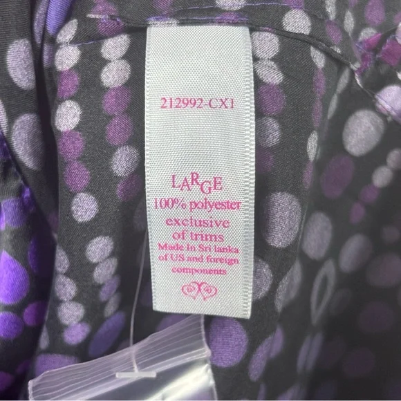 NWOT Victoria's Secret Patterned Satin Pajama Set Women’s L Purple